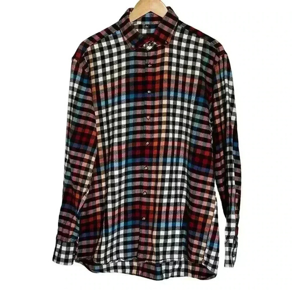 Patrick James Check Flannel Shirt Men’s Size Large - Picture 1 of 5